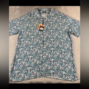 Benson mens short sleeve blue button up Hawaiian shirt size XL